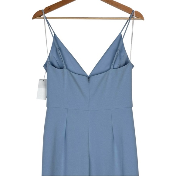 WAYF INES BLUE V-NECK TULIP COCKTAIL SHEATH DRESS - Picture 7 of 13